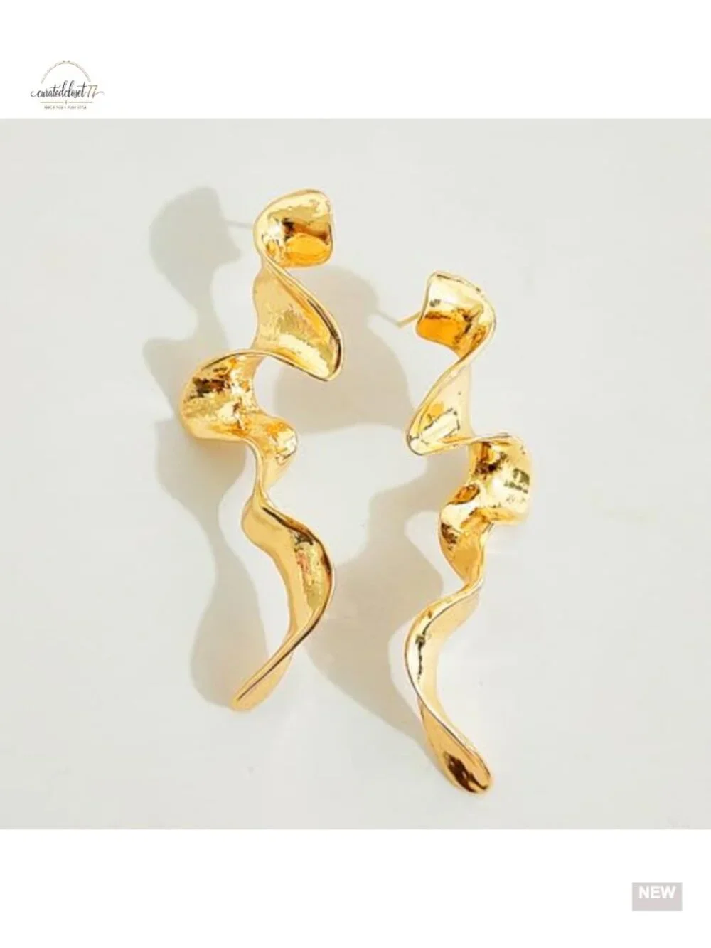14k Gold Irregular Geometric Drop Dangle Earrings